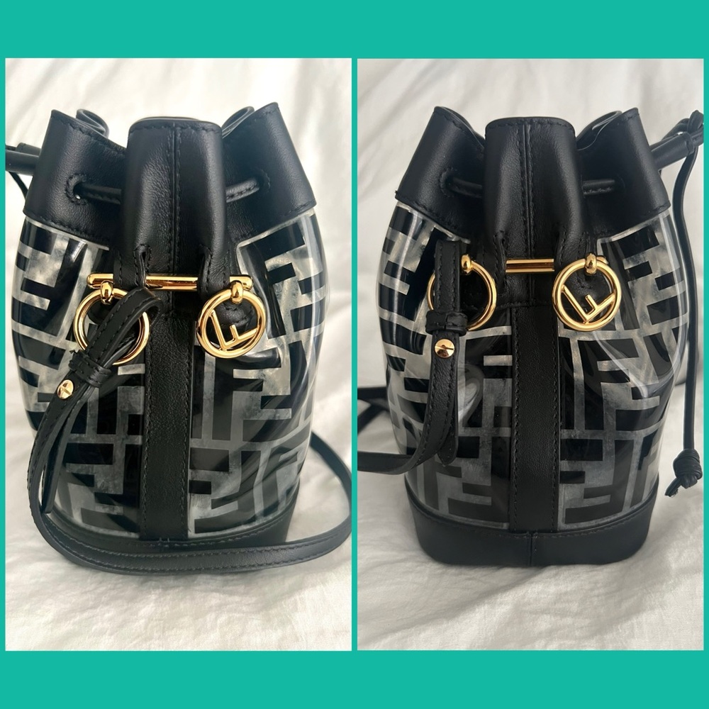 👑✅PRICE FIRM✅AUTHENTIC Fendi Black & Gold Mon Tresor Mini Bucket - Picture 6 of 16